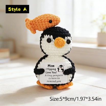 Positive Affirmation Crochet Penguin | Hand-Knit Stuffed Animal | Funny Love Gift for Sister Brother Mom Dad Wife Husband Best Friend