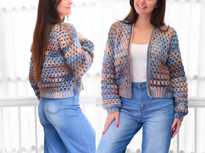 Crochet pattern- ELOISE Crochet Cardigan pattern PDF- Women crochet gift handmade - 3 panels Crochet pullover- Easy Granny sweater-XS-3XL