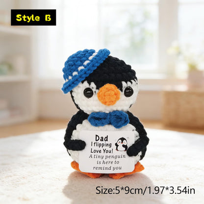 Positive Affirmation Crochet Penguin | Hand-Knit Stuffed Animal | Funny Love Gift for Sister Brother Mom Dad Wife Husband Best Friend