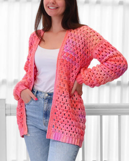 Crochet pattern- ELOISE Crochet Cardigan pattern PDF- Women crochet gift handmade - 3 panels Crochet pullover- Easy Granny sweater-XS-3XL