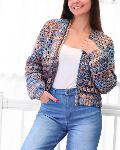 Crochet pattern- ELOISE Crochet Cardigan pattern PDF- Women crochet gift handmade - 3 panels Crochet pullover- Easy Granny sweater-XS-3XL