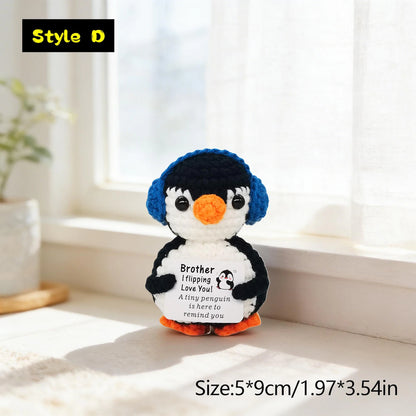 Positive Affirmation Crochet Penguin | Hand-Knit Stuffed Animal | Funny Love Gift for Sister Brother Mom Dad Wife Husband Best Friend