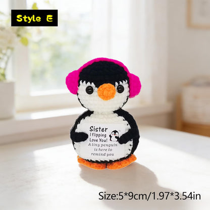 Positive Affirmation Crochet Penguin | Hand-Knit Stuffed Animal | Funny Love Gift for Sister Brother Mom Dad Wife Husband Best Friend