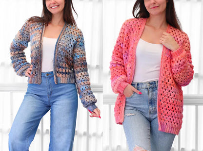 Crochet pattern- ELOISE Crochet Cardigan pattern PDF- Women crochet gift handmade - 3 panels Crochet pullover- Easy Granny sweater-XS-3XL