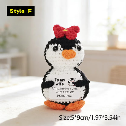 Positive Affirmation Crochet Penguin | Hand-Knit Stuffed Animal | Funny Love Gift for Sister Brother Mom Dad Wife Husband Best Friend