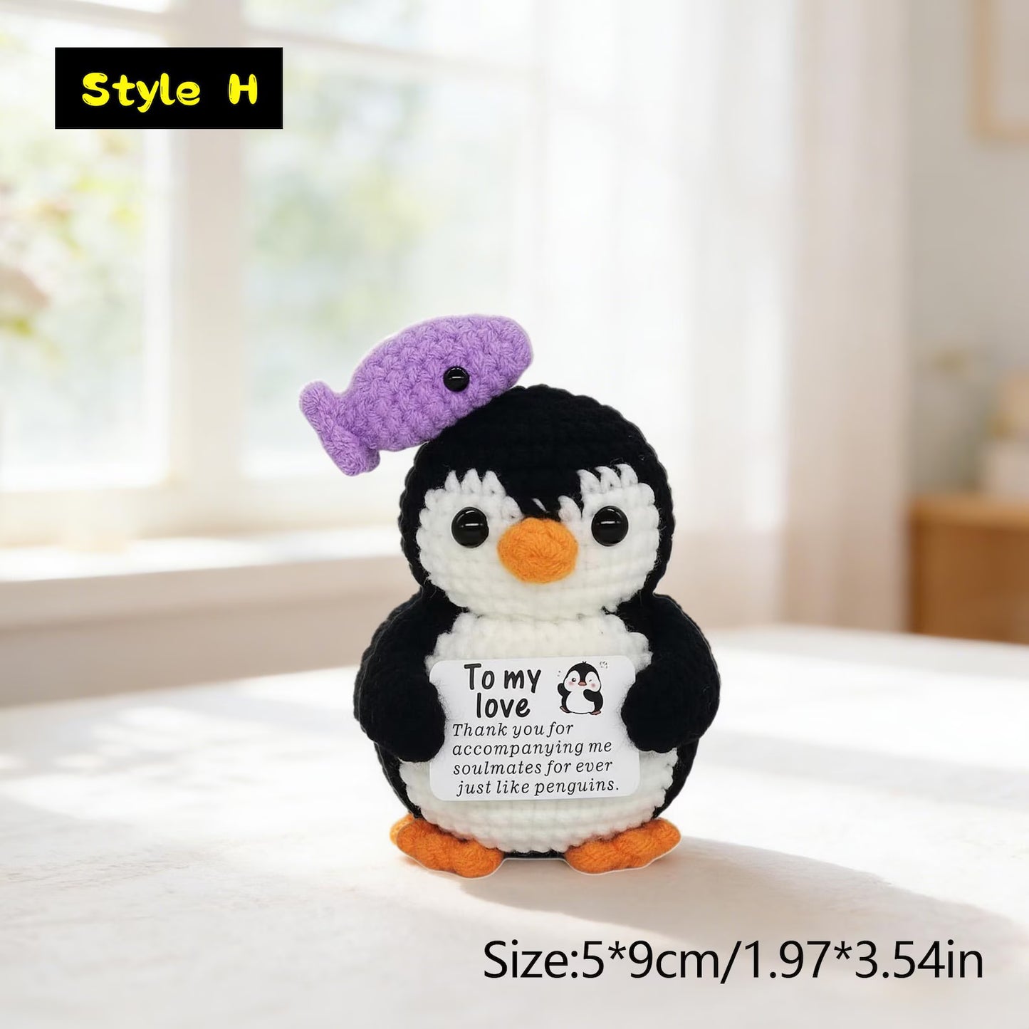 Positive Affirmation Crochet Penguin | Hand-Knit Stuffed Animal | Funny Love Gift for Sister Brother Mom Dad Wife Husband Best Friend
