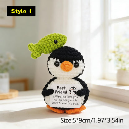 Positive Affirmation Crochet Penguin | Hand-Knit Stuffed Animal | Funny Love Gift for Sister Brother Mom Dad Wife Husband Best Friend